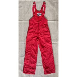 Vtg Red Ski Bib Pants 80s 90s Retro Snow Overalls Après Ski Gorpcore Womens 30